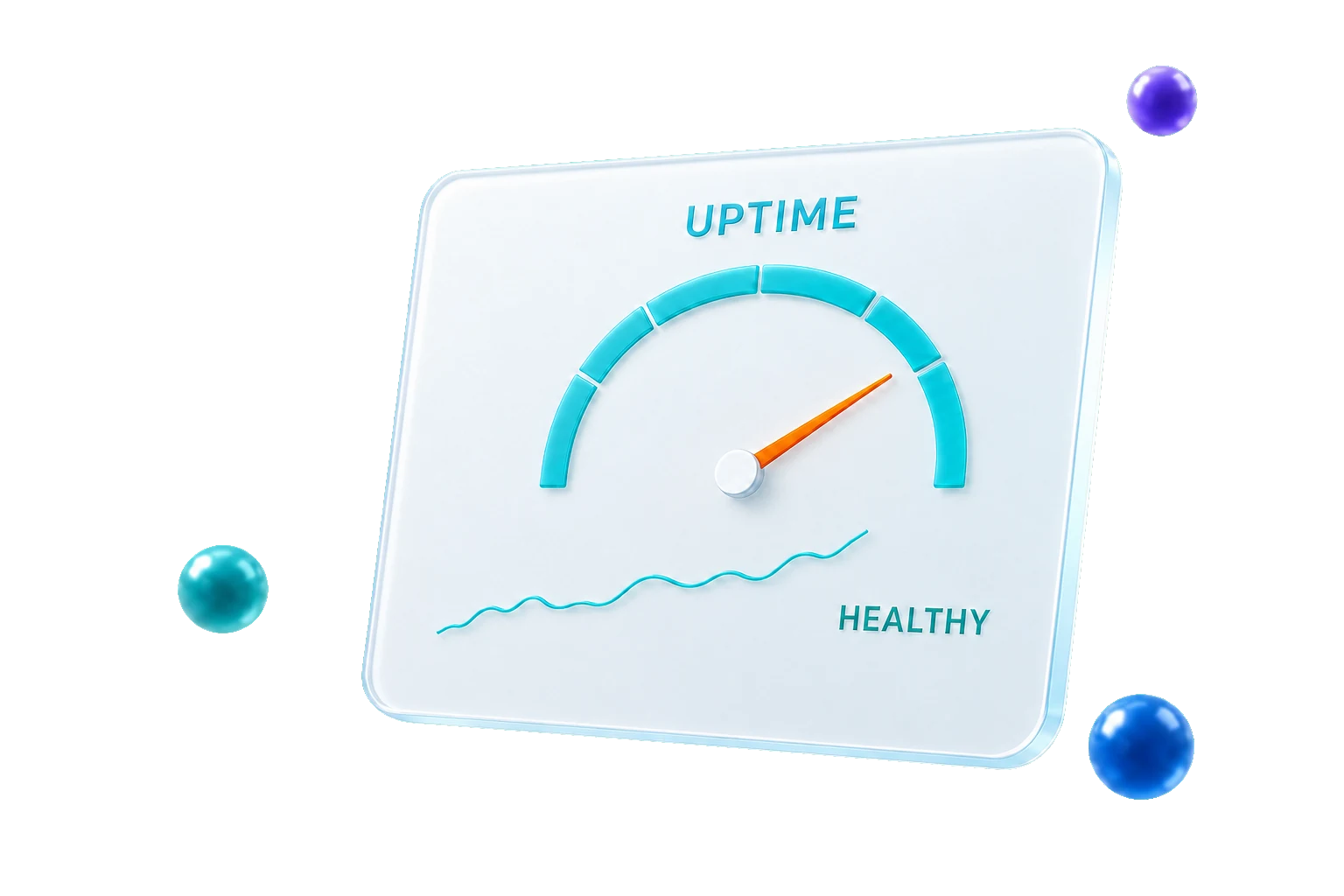 A reliability panel reporting uptime with a healthy system status.